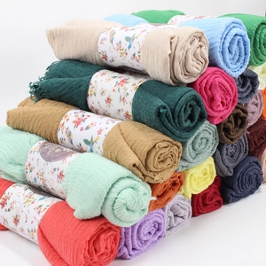 Écharpe Femme Couleur Unie Froissée Grand Châle Viscose Coton Lin Bord Effiloché Écharpe Légère pour Protection Solaire Quotidien