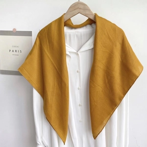 Ginger yellow 90x90cm lightweight chiffon square scarf styled over a white shirt