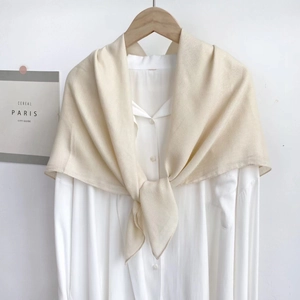 Women Minimalist Cotton Linen Solid Color Large Square Scarf Chic Casual Bandana Headscarf Soft Warm Shawl Wraps For Four Seasons