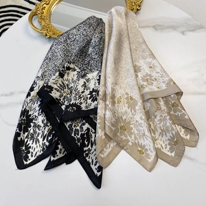 70cm floral satin silk scarf square neckerchief with elegant prints and smooth texture