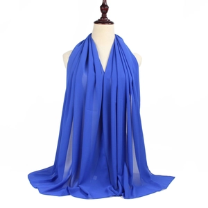 Navy blue pearl chiffon scarf with lightweight breathable texture and elegant drape