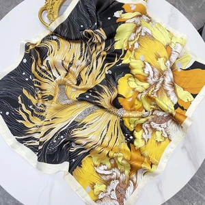Satin Satin Square Scarf Floral Koi Print Elegant Printed Bandana Hair Neck Wrap Fashion Women Accessory