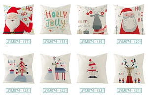 Grid view of 8 festive Christmas cushion covers with reindeer and Santa prints