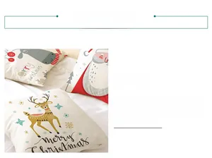 Detail showing vivid Christmas digital printing on polyester cushion covers with reindeer