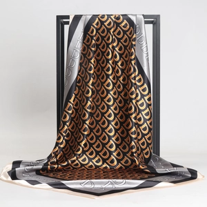 Square Scarf Satin Satin Feeling Letter Print Headwrap Elegant Large Shawl Hijab For Women