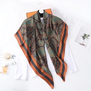 Retro Paisley Print Large Square Scarf Satin Polyester Satin Feel Hijab Head Wrap For Women