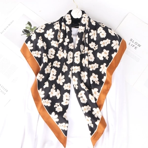 Sciarpa Quadrata Da Donna Raso Satinata Stampa Floreale Hijab Foulard Twill Elegante Scialle Accessorio Moda