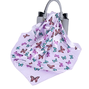 Eleganter Schmetterling Blumen Paisley Druck Satin Viereckschal Damen Seidiges Gefühl 60cm Halstuch Für Taschen Dekoration