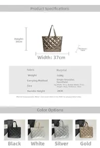 Tableau des tailles et dimensions pour le grand sac fourre-tout matelassé chic