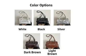 Chic pillow bag collection in white, black, silver and brown tones with glossy leather finish