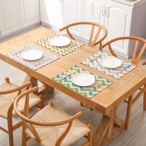 Modern striped cotton linen placemats with chevron pattern set of 4 for dining table decor