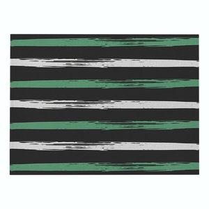 Modern striped cotton linen placemat with black green and white patterns for dining tables