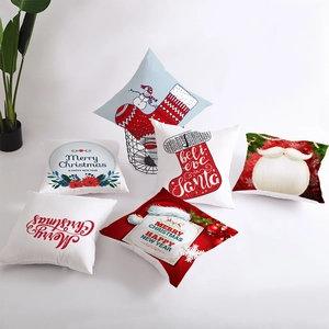 Set of 6 festive Christmas peach skin pillow covers featuring Santa and snowman prints