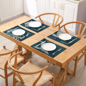Marine life series ocean print cotton linen placemats set of 4 for dining table decor