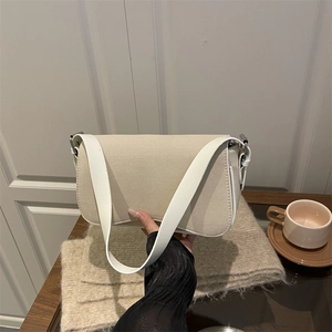 Minimalist Frosted Leather Underarm Bag For Women Solid Color Shoulder Bag With Wave Flap Urban Retro Style Daily Fashion Handbag