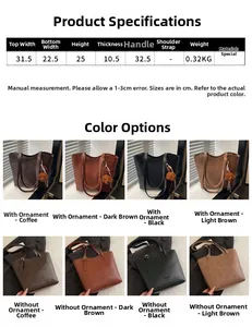 Tabella taglie con dimensioni per borsa tote vintage e opzioni di colore