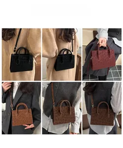 Three leopard print crossbody bags in black, burgundy and brown shown on models