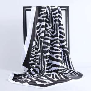 Women Satin Square Scarf Leopard Zebra Animal Print Large Neck Scarf Bandana For Hair Wrap Handbag Accessories Headscarf