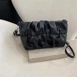 Women's Ruched Cloud Bag PU Leather Pleated Shoulder Bag Minimalist Casual Underarm Crossbody Bag Fashion Handbag For Daily Use