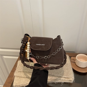 Borsa A Spalla Da Donna In Pelle PU Opaca Con Tracolla Intrecciata Catena Di Fiori In Metallo Borsa Sottobraccio Retro Coreana