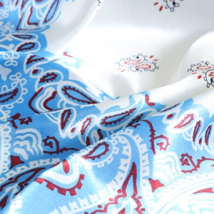 Dunkelblauer Vintage Paisley Print Satin Seidenschal für Damen, quadratisch 90x90cm