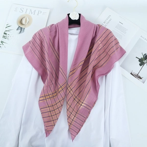 Écharpe Carrée Fil Métallique Coton Lin Style Ethnique Respirante Légère Châle Bandana Foulard Pour Femmes