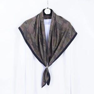 Camouflage Print Square Scarf Twill Satin Bandana Headscarf For Women Large Satin Like Accessory