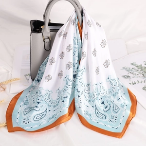 Women Paisley Pattern Satin Square Scarf Vintage Silk Like Headscarf Fashion Hair Band Neck Scarf Elegant Wrap Accessory