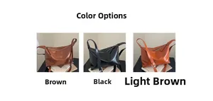 Three elegant tote bags in dark brown, black, and light brown faux leather colors