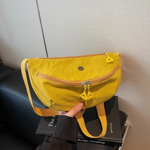 Large Capacity Nylon Dumpling Crossbody Bag Simple Casual Half Moon Shoulder Bag With Adjustable Strap