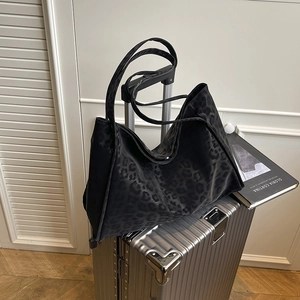 Leopard Print Tote Bag PU Leather Large Capacity Shoulder Underarm Handbag Vintage Casual Commuting Fashion For Women