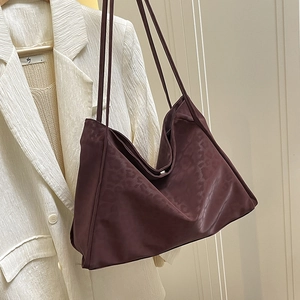 Minimalist leopard print tote bag in dark burgundy with long shoulder straps for women