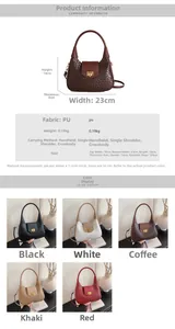 Detail view of woven texture PU leather crescent bag with metal buckle and 0.19kg net weight