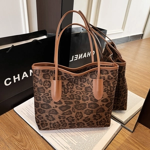 Mode Leopardenmuster Tote Bag Für Damen Große Kapazität PU Leder Umhängetasche Retro Lässige Handtasche Für Den Alltag