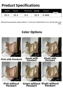 Detailed size specifications and multi-color options for the PU leather tote bag