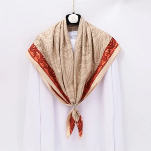 Women Vintage Paisley Print Satin Square Scarf Retro Bohemian Bandana Headscarf For Daily Travel Office Hijab Scarf