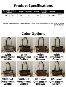 Detaillierte Größentabelle für die Vintage-Tasche aus Wildleder mit Leopardenmuster