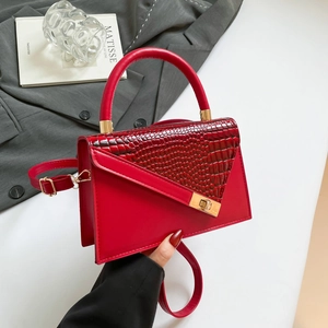 Petit Sac Carré pour Femme en Cuir PU Motif Crocodile Sac à Bandoulière avec Poignée Supérieure Sac à Main Mode Polyvalent Cadeau