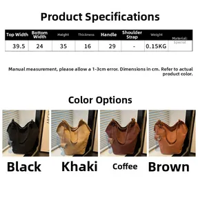 Detailansicht der großen Wildleder-Einkaufstasche in Schwarz, Khaki, Kaffee und Braun
