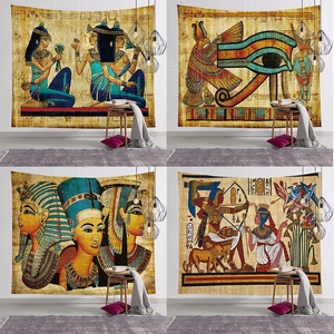 Ancient Egyptian Mythology Tapestry Wall Hanging Pharaoh Anubis Horus Murals Hieroglyphs Art Polyester Background Cloth For Living Room Bedroom Decor