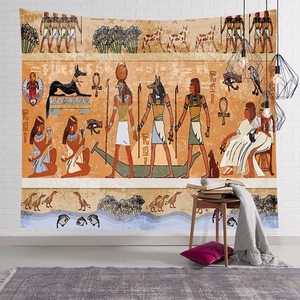 Egyptian Pharaoh tapestry wall hanging with ancient hieroglyphs for home decor