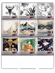 Detailed grid view showcasing various artistic wall tapestry designs and patterns