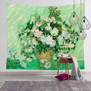 Van Gogh Rose oil painting wall tapestry for home bedroom aesthetic wall decor