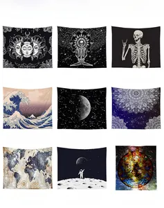 Selection of Nordic wall tapestries featuring tarot, moon phases and mandala patterns
