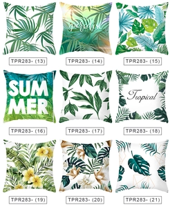 Selection of nine tropical plant pattern pillowcases featuring palm leaves and frangipani
