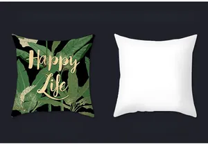 Detail of Nordic green leaf pillowcase showing front print and plain white reverse side