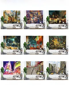 Artistic oil painting tapestry styles featuring European street scenes and city views