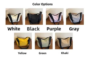 Collage of large capacity nylon crescent bags shown in seven versatile fashion colors