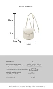 Detailed size specifications for minimalist white crossbody phone bag with dimensions