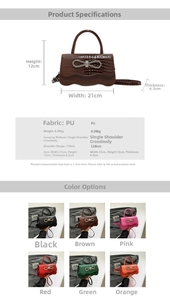 Detailed size specifications and multi-color options for the crocodile pattern square bag